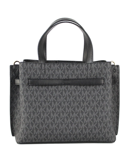 Michael Kors Emilia Small Black Signature PVC Satchel Crossbody Handbag Purse