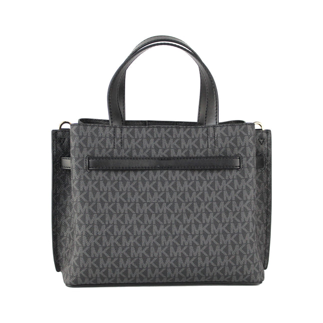 Michael Kors Emilia Small Black Signature PVC Satchel Crossbody Handbag Purse