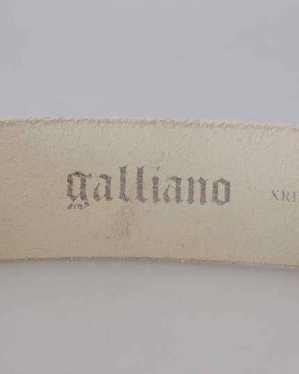 John Galliano Pink Leather Letter Logo Round Buckle Waist Belt
