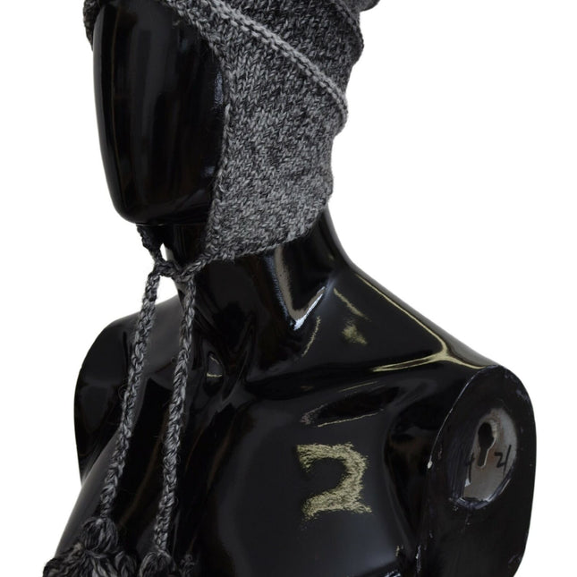 Dolce & Gabbana Gray Warm Fleece Ear Flaps Knit Beanie Hat