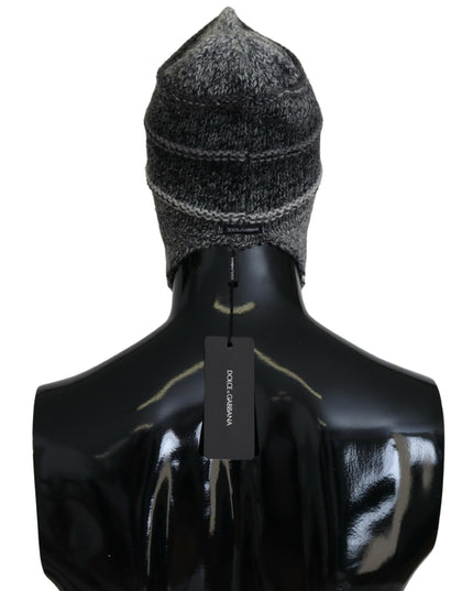 Dolce & Gabbana Gray Warm Fleece Ear Flaps Knit Beanie Hat