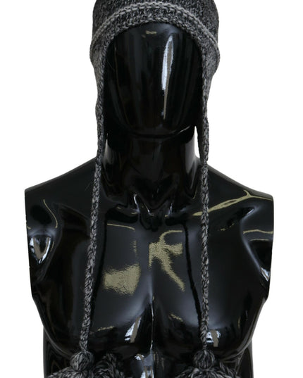 Dolce & Gabbana Gray Warm Fleece Ear Flaps Knit Beanie Hat