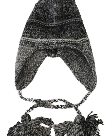 Dolce & Gabbana Gray Warm Fleece Ear Flaps Knit Beanie Hat