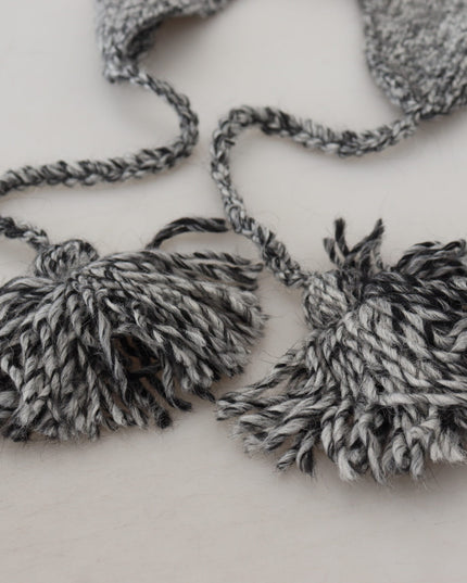 Dolce & Gabbana Gray Warm Fleece Ear Flaps Knit Beanie Hat