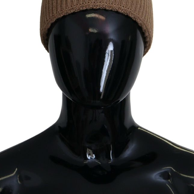 Dolce & Gabbana Brown Solid Knitted Fur Ball Winter Beanie Hat