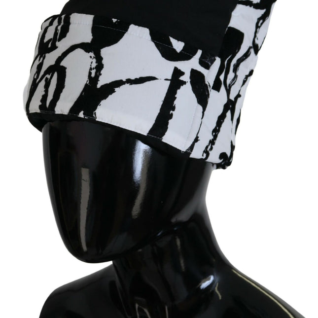 Dolce & Gabbana White Printed Nylon Women Winter Beanie Cap Hat