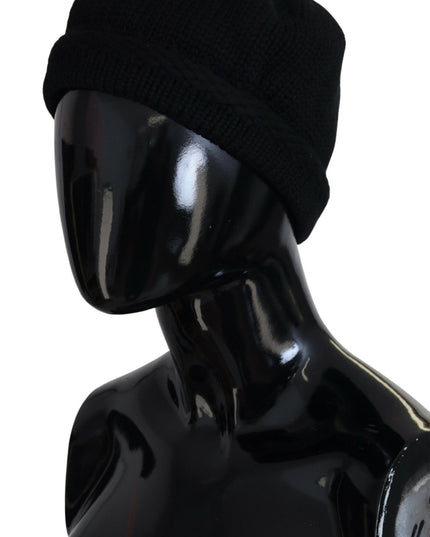 Dolce & Gabbana Black Virgin Wool Women Winter Beanie Cap Hat