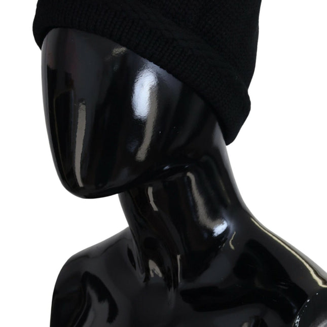 Dolce & Gabbana Black Virgin Wool Women Winter Beanie Cap Hat