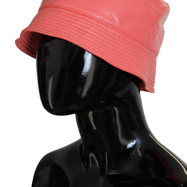 Dolce & Gabbana Peach Quilted Faux Leather Women Bucket Cap Hat