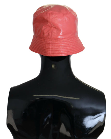 Dolce & Gabbana Peach Quilted Faux Leather Women Bucket Cap Hat