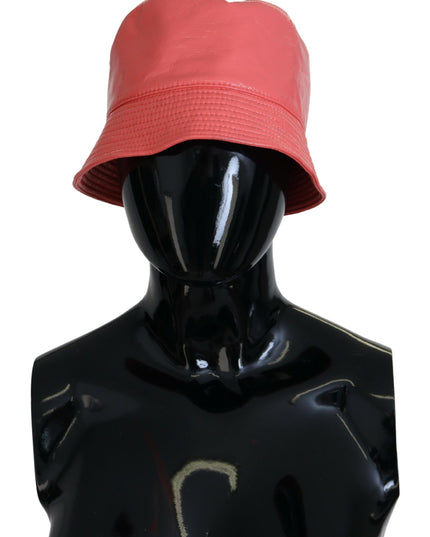 Dolce & Gabbana Peach Quilted Faux Leather Women Bucket Cap Hat