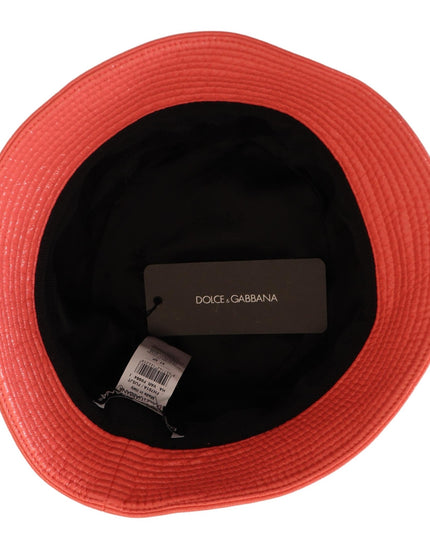 Dolce & Gabbana Peach Quilted Faux Leather Women Bucket Cap Hat