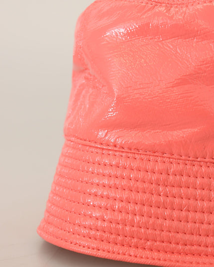 Dolce & Gabbana Peach Quilted Faux Leather Women Bucket Cap Hat