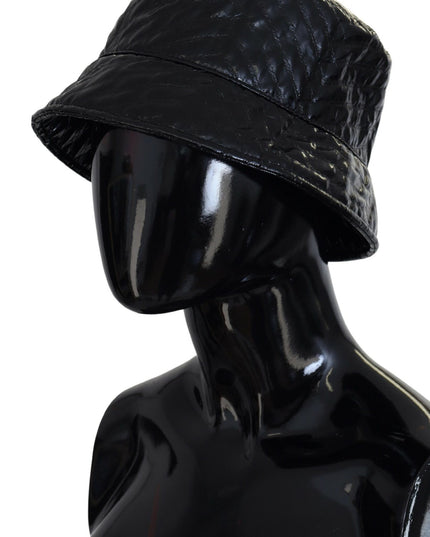 Dolce & Gabbana Black Quilted Faux Leather Women Bucket Cap Hat