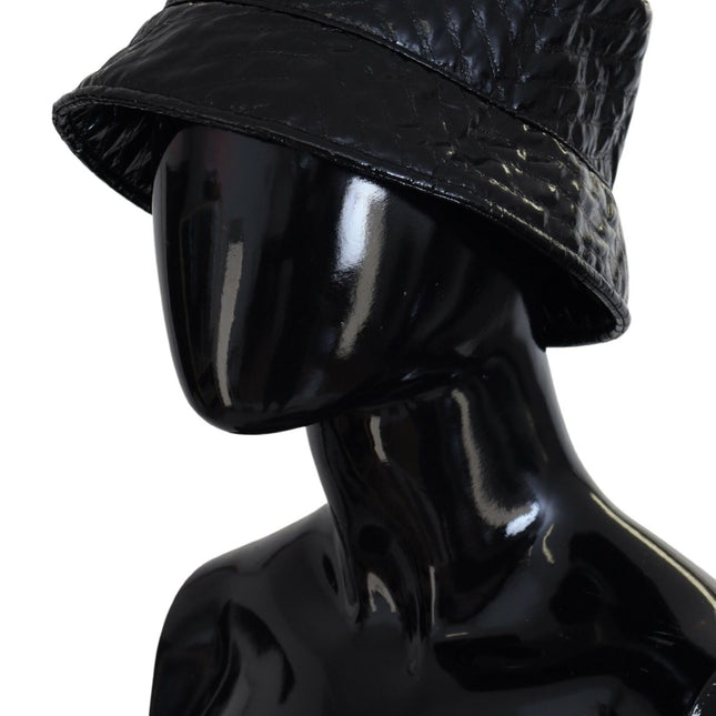 Dolce & Gabbana Black Quilted Faux Leather Women Bucket Cap Hat