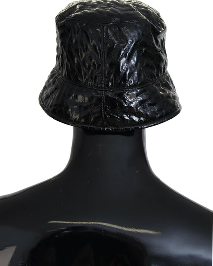 Dolce & Gabbana Black Quilted Faux Leather Women Bucket Cap Hat