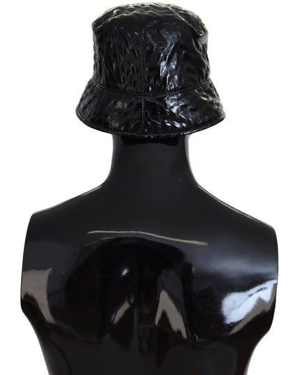 Dolce & Gabbana Black Quilted Faux Leather Women Bucket Cap Hat