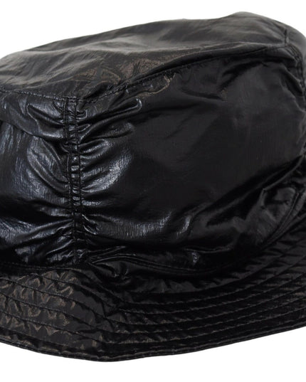 Dolce & Gabbana Black Quilted Faux Leather Women Bucket Cap Hat