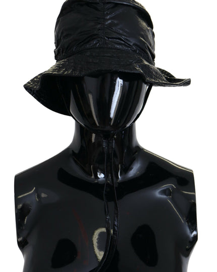 Dolce & Gabbana Black Quilted Faux Leather Women Bucket Cap Hat