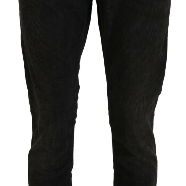 Costume National Gray Cotton Corduroy Men Casual Jeans
