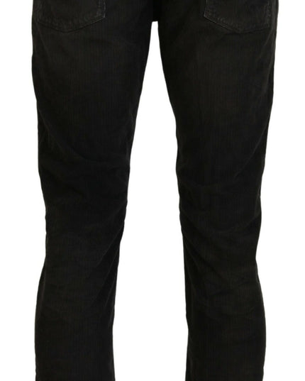 Costume National Gray Cotton Corduroy Men Casual Jeans