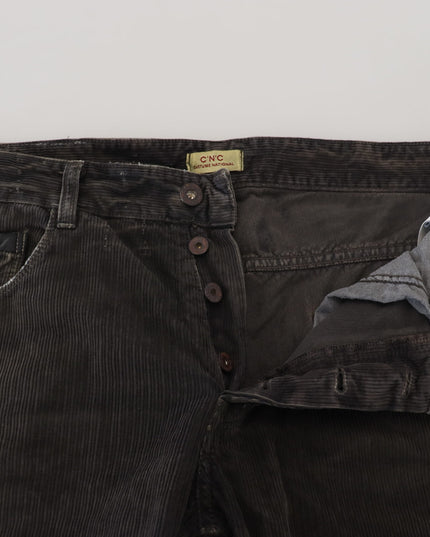 Costume National Gray Cotton Corduroy Men Casual Jeans