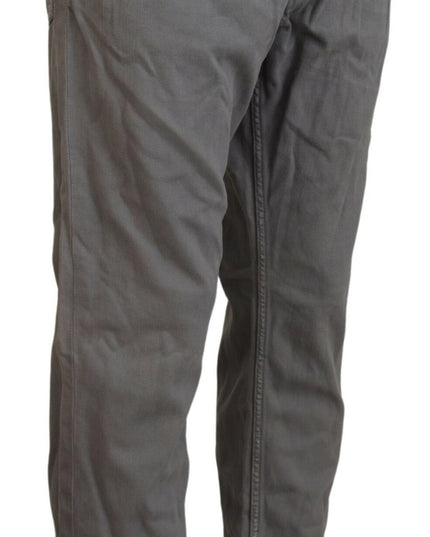 Acht Gray Cotton Straight Fit Folded Hem Casual Denim Jeans