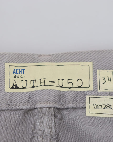 Acht Gray Cotton Straight Fit Folded Hem Casual Denim Jeans