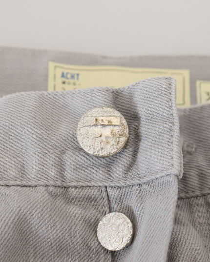 Acht Gray Cotton Straight Fit Folded Hem Casual Denim Jeans