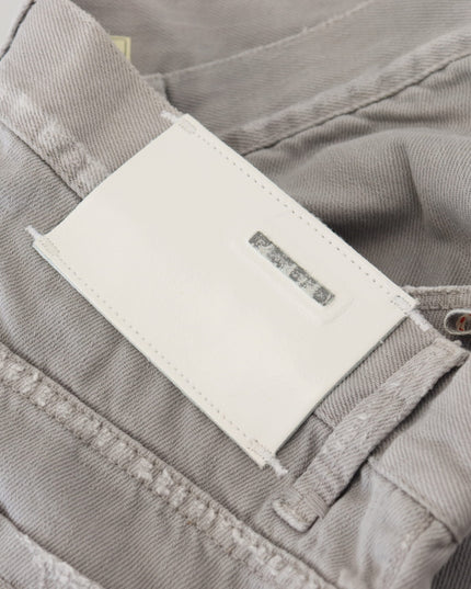 Acht Gray Cotton Straight Fit Folded Hem Casual Denim Jeans