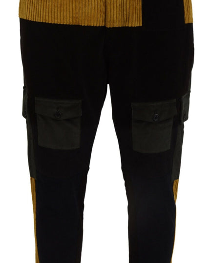 Dolce & Gabbana Black Yellow Cotton Men Pants