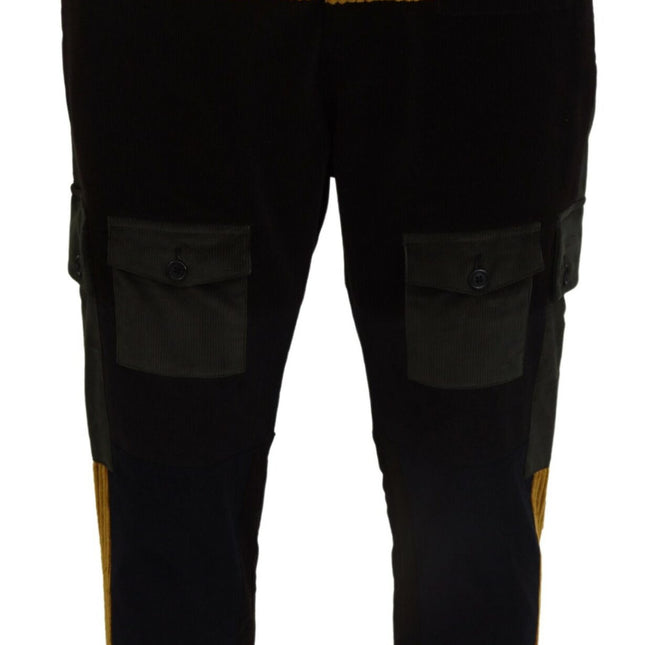 Dolce & Gabbana Black Yellow Cotton Men Pants