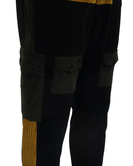 Dolce & Gabbana Black Yellow Cotton Men Pants