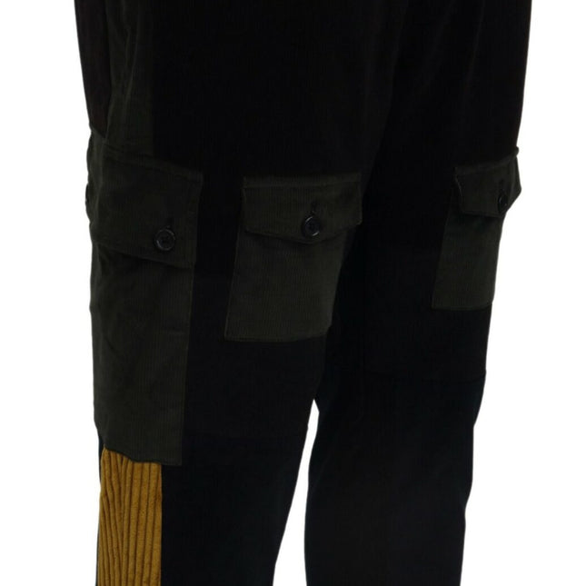 Dolce & Gabbana Black Yellow Cotton Men Pants
