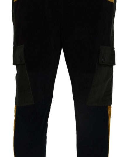 Dolce & Gabbana Black Yellow Cotton Men Pants