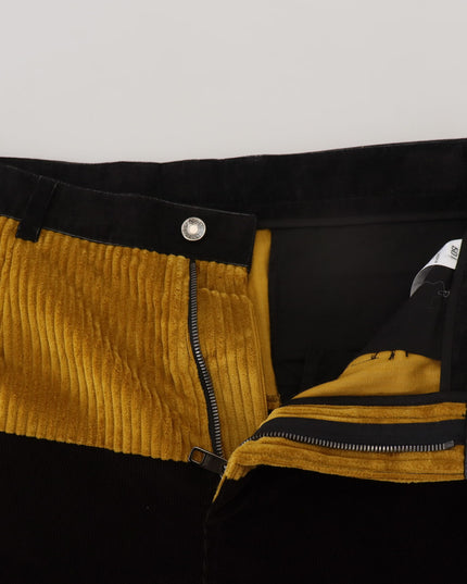 Dolce & Gabbana Black Yellow Cotton Men Pants