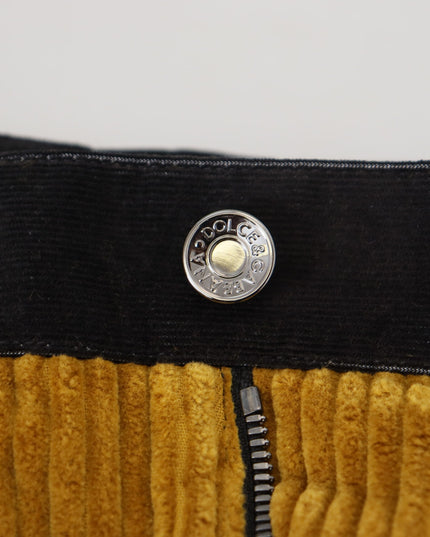Dolce & Gabbana Black Yellow Cotton Men Pants