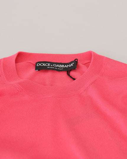 Dolce & Gabbana Pink Silk Cropped Crewneck Pullover Sweater