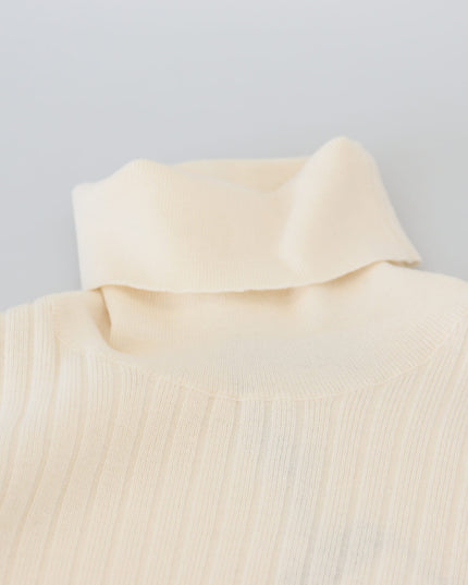 Dolce & Gabbana Ivory Turtleneck Distressed Cuff Pullover Sweater