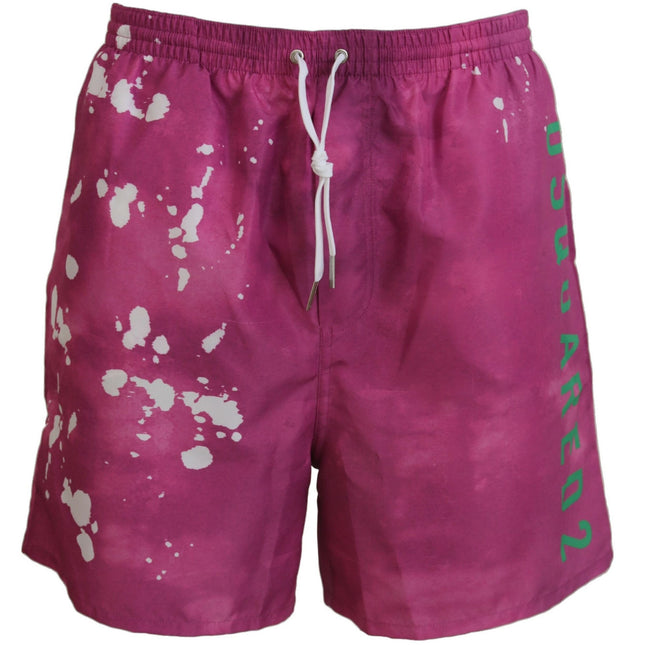 Dsquared² Pink Tie Dye Logo Men Beachwear Shorts Swimwear