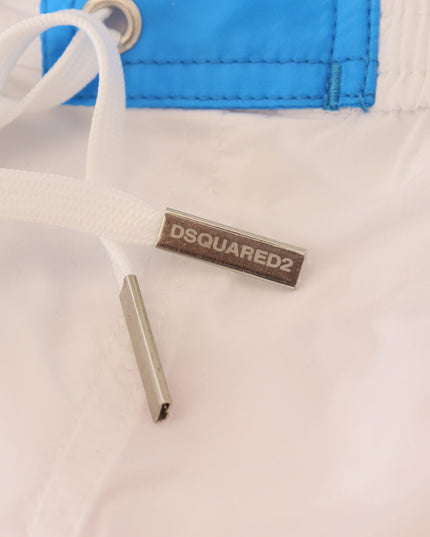 Dsquared² White Pink Logo Print Men Beachwear Shorts Swimwear