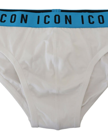 Dsquared² White Icon Logo Cotton Stretch Men Brief Underwear