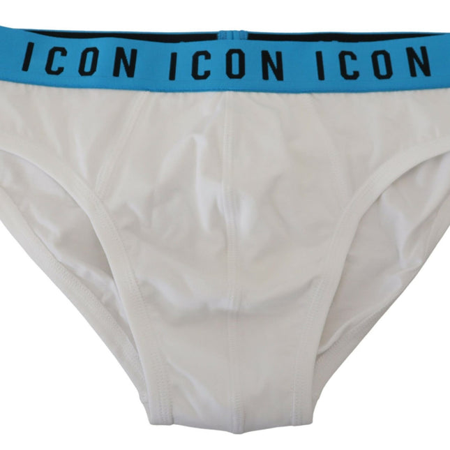 Dsquared² White Icon Logo Cotton Stretch Men Brief Underwear