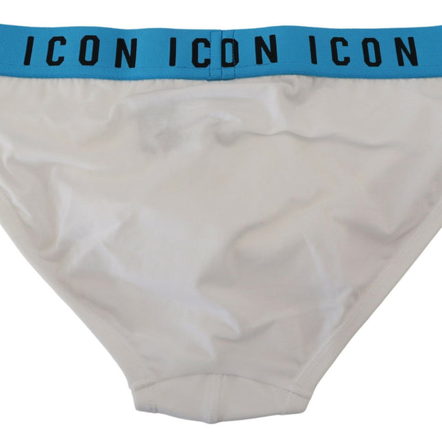 Dsquared² White Icon Logo Cotton Stretch Men Brief Underwear