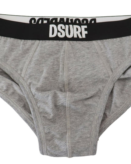 Dsquared² Gray DSURF Logo Cotton Stretch Men Brief Underwear