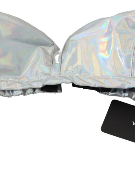 Dolce & Gabbana Silver Holographic Effect Bustier Brassiere Top