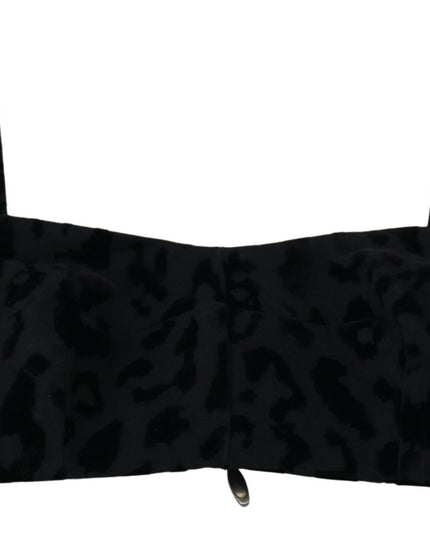 Dolce & Gabbana Black Leopard Cropped Bustier Corset Bra Top