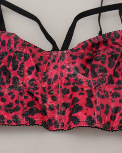 Dolce & Gabbana Pink Leopard Print Cropped Bustier Corset Top