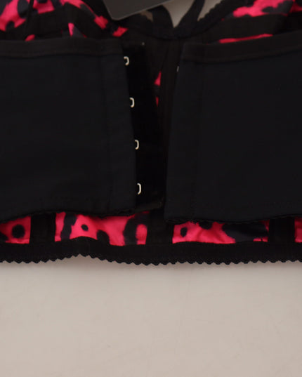 Dolce & Gabbana Pink Leopard Print Cropped Bustier Corset Top