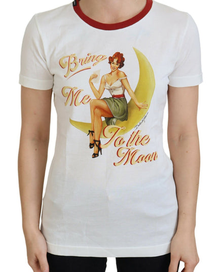 Dolce & Gabbana White Printed Short Sleeves Pullover Top